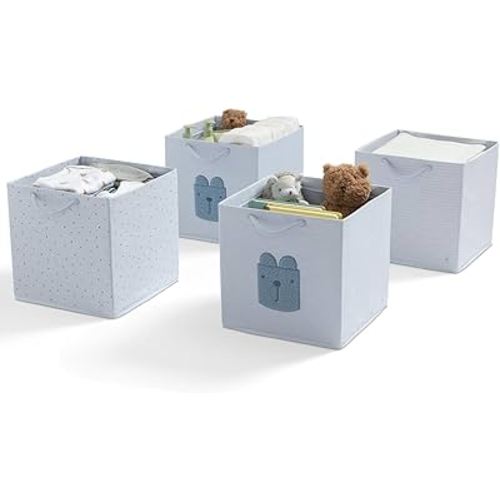 Delta Children Gap babyGap 4-Pack Brannan Bear Fabric Storage Bins with Handles, Blue