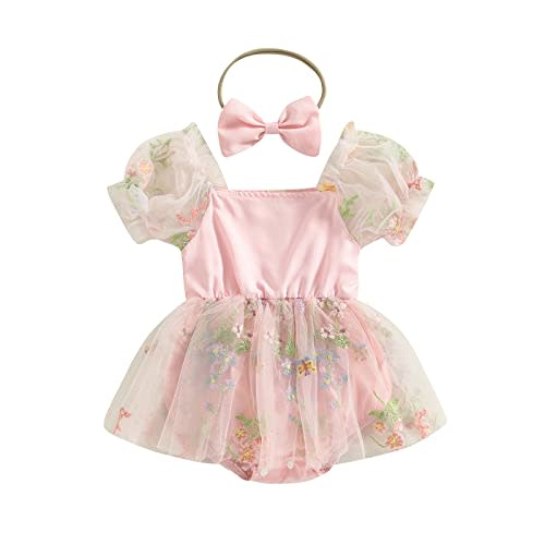 Infant Baby Girls Romper Dress 3 6 9 12 18 Months Onesie Summer Clothes Ruched Jumpsuits Hem Bodysuits Headband