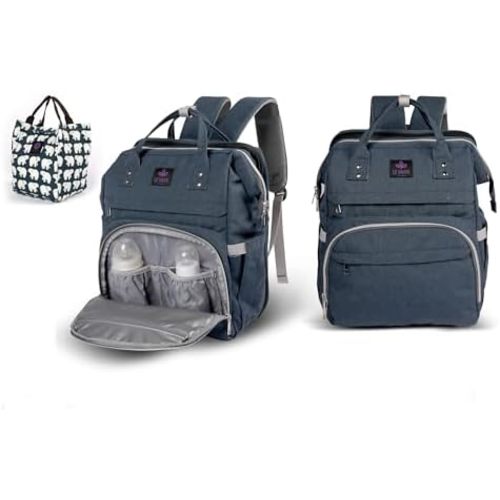 Diaper Bag Backpack— Multifunctional Waterproof Diaper Bag with Pad, Large Capacity Portable Travel Baby Bag (Blue)