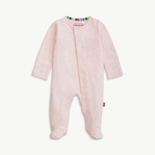 pink melange organic cotton magnetic parent favorite footie – Magnetic Me