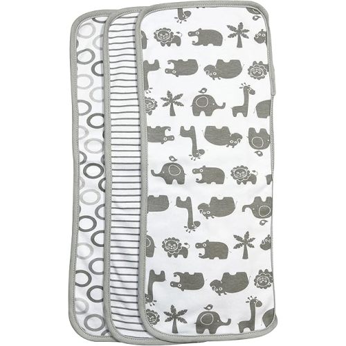 Spasilk Baby 3 Pack 100% Cotton Burp Cloths for Newborn Boys and Girls, Gray Animals, One Size