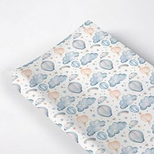 Watercolor Balloons Stars Clouds Baby Changing Pad Cover, Unisex Hot Air Balloon Nursery Diaper Changing Table Pad Mat Sheet for Boys Girls-16x32
