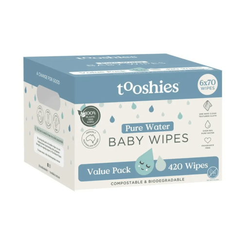 Tooshies Baby Wipes Pure Water 6 x 70 Pack