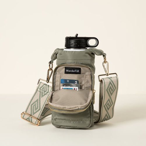 Uncommon Goods | Sage - Crossbody Water Bottle Bag | Water Bottle Bag