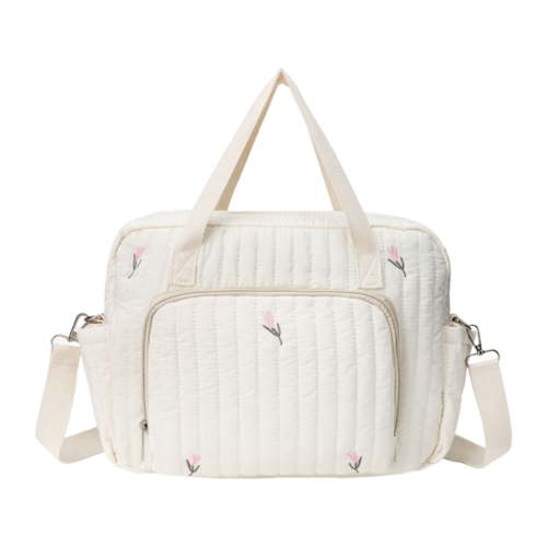Yucurem Flower Quilted Baby Nappy Bag Travel Diaper Tote Crossbody Maternity Bag Baby bag (B)