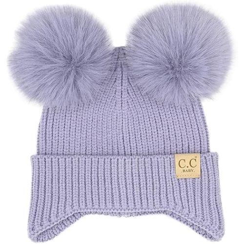 Funky Junque Baby Beanie Hat - Soft Knit Winter Cap with Double Pom Pom - Easter Pastels, Classic Solids, Value Packs