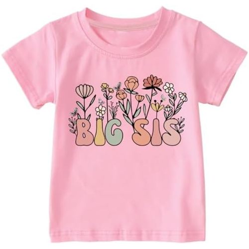 Toddler Big Sis Era Graphic Shirts Baby Girl Big Sister T-Shirt Short Sleeve Big Sis Tops Cute Summer Outfit 2-7Years