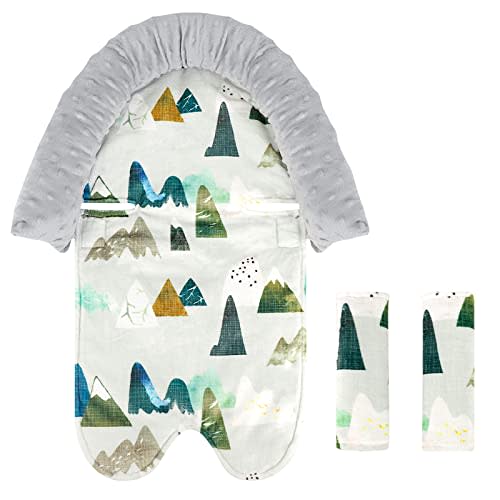 TANOFAR Infant Car Seat Insert and Strap Covers, Minky Carseat Head Support for Boys, Soft Cushion Fit for Car Seats, Stroller, Bouncers