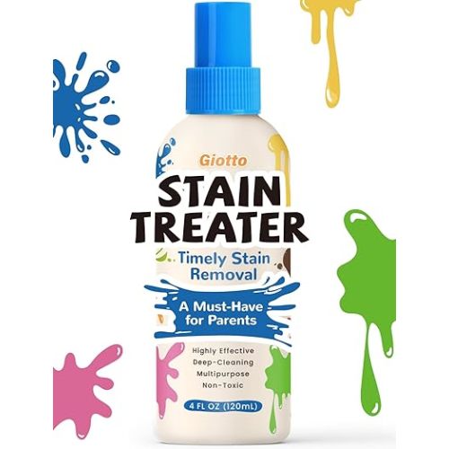 Giotto Stain Treater Spray – 4oz Stain Remover For Baby Clothes Laundry, Enzyme Fabric Treatment for Food, Oil, Blood, Coffee & Underwear Stains– Unscented & Travel-Friendly