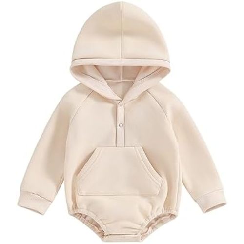 FYBITBO Infant Baby Boys Girls Clothes Fall Winter Hoodie Romper Long Sleeve Sweatshirt Onesie Warm Outfit Cute Clothing