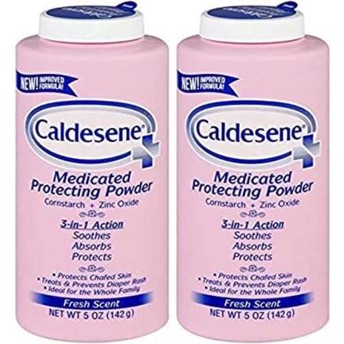 Caldesene Medicated Protecting Body Powder with Zinc Oxide and Cornstarch, Talc Free, 5 Oz (Pack of 2)
