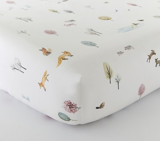 Pottery Barn Kids Dakota Woodland Organic Crib Fitted Sheet - 1