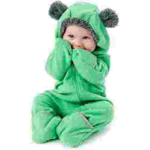 Cuddle Club One Piece Romper Hooded Fleece Onesie Jumper for Baby, Green 0-3 Mos