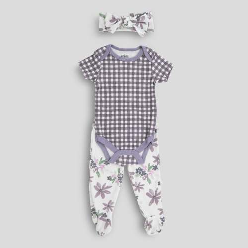 Chick Pea Baby Girl 3 PC Footed Pant Set, Sizes Newborn-9 Months
