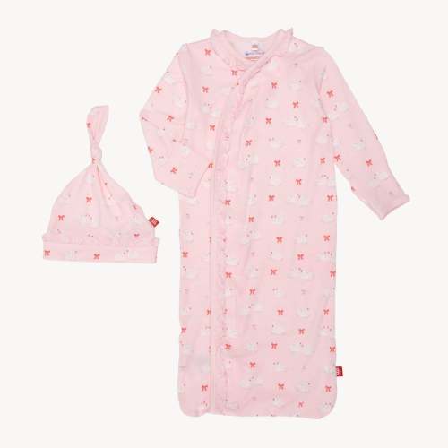 swan of a kind modal magnetic cozy sleeper gown + hat set – Magnetic Me