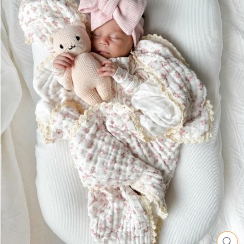Gauze Lace Blanket | Paisley Peony *MAY PRE-ORDER* – Little and Fern