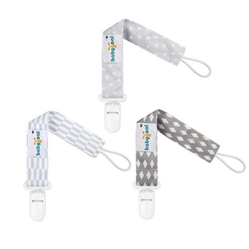Babygoal Neutral Pacifier Clips, 3 Pack Binky Paci Holder and Leash for Boys and Girls Fits for Most Pacifier, Binkie Styles & Baby Teethers & Toys and Gift PS06
