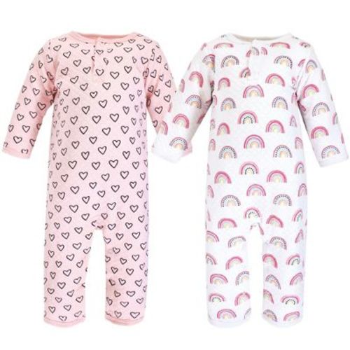 Hudson Baby Infant Girl Premium Quilted Coveralls, Modern Rainbow, 6-9 Months