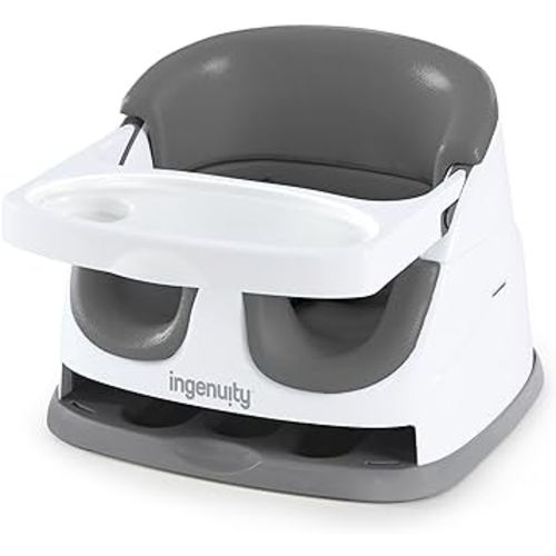 Ingenuity Baby Base 2-in-1 Booster Feeding and Floor Seat with Self-Storing Tray - Slate