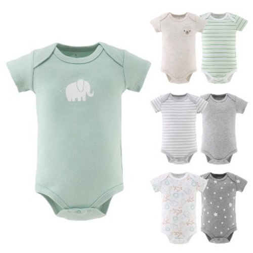 The Peanutshell Baby Neutral Safari Bodysuits for Boys and Girls, 7-Pack, 0-3 Months
