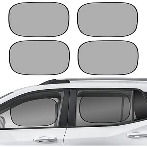 4 PCS Universal Car Window Shades for Baby, 20"x12" Static Cling Mesh Car Shades for Side Windows, Easy Fold UV & Sun Protection Window Covers for Family Travel
