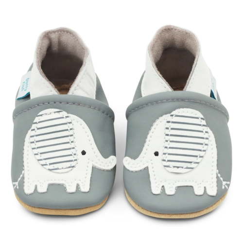 Dotty Fish Soft Sole Leather Baby Shoes - Little Grey Elephant - 6-12 Months
