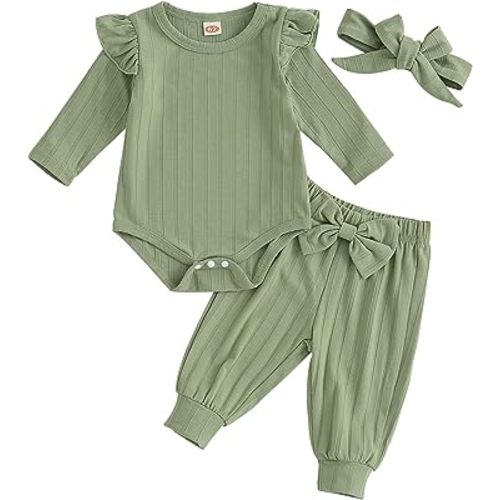 Infant Baby Girl Winter Clothes Elephant Print Romper Crewneck Pullover Tops Bow Pants Headband Cute Newborn Outfit
