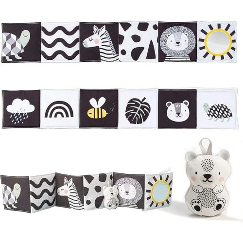 Taf Toys Savannah Black and White 3 in 1 Newborn Baby Pram Book. High Contrast Sensory Soft Double-sided Tummy Time Book with Lion Cub Toy & Baby-safe Mirror. Gift Suitable for Boys & Girls from Birth : Amazon.com.au: Baby