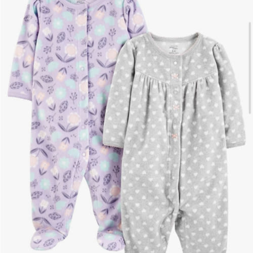 Simple Joys by Carter's Baby Girls' Fleece Footed Sleep and Play, Pack of 2
