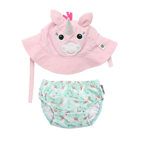 Baby/Toddler Swim Diaper & Sun Hat Set - Allie the Alicorn