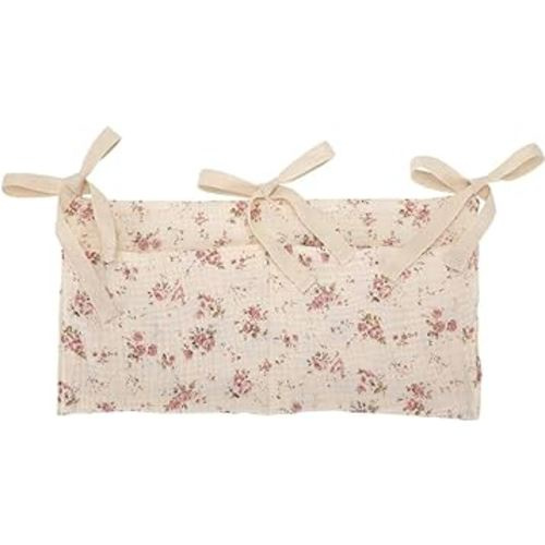 Baby Crib Pocket with Straps Hanging Baby Diaper Caddy Organizer, Diaper Stacker Classified Storage Bag Organizer for Nursery Diapers Wipes Baby Essentials (Light Beige)