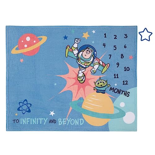 Disney Toy Story Blue, Orange, and Yellow to Infinity and Beyond Super Soft Photo Op Milestone Baby Blanket