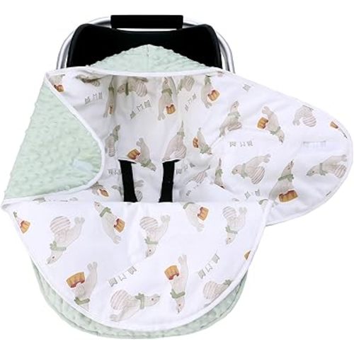 Miracle Baby Car Seat Covers, 100% Cotton Minky Baby Swaddle Blanket for Boys Girls Newborn Baby Swaddle Wrap Soft Thick Baby Swaddling Blanket for Baby Seat 6-12 Months (Sea Lion)