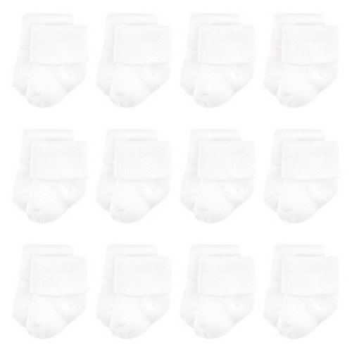 Luvable Friends Unisex Baby Newborn and Baby Terry Socks, White, Size: 0-6 months