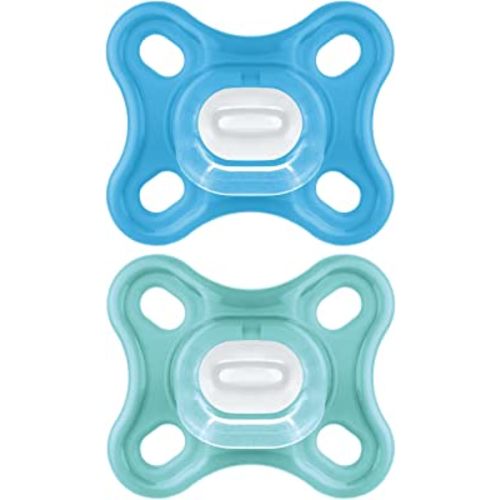 MAM Comfort Baby Pacifier, 100% Lightweight Silicone, Sterilizer Case, 0-3 Months (Pack of 2)