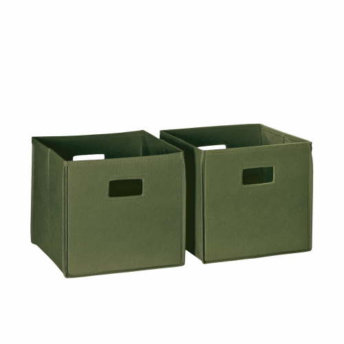 RiverRidge Kids 2pc Collapsible Cube Fabric Storage Bins with Handles - Olive