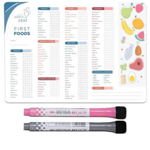 Baby's First Foods Tracker Fridge Magnet, Dry Erase Activity Poster, Daily Food Log, 101 Before One, Baby Food Chart/Checklist 25x35cm