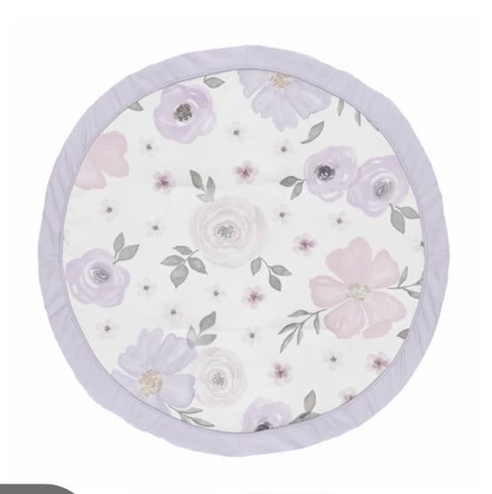 Watercolor Floral Lavender and Grey Collection Playmat