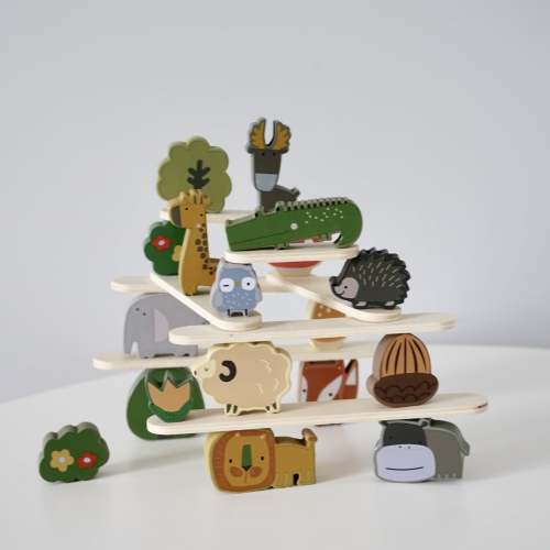 Wooden Animal Stacking Blocks: Montessori Balancing Toy for Creative Play