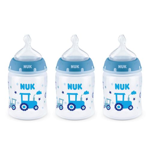 NUK Smooth Flow Anti-Colic Bottle, 5 Oz Blue Tractor, 3 Pack