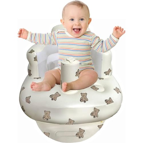 Inflatable Baby seat, Baby Seats for Infants for Sitting up, Comfortable Baby Seats for Sitting up 3 Months and up, sit up Chair for Baby, Inflatable Baby Chair with Built in Air Pump – Teddy Bear