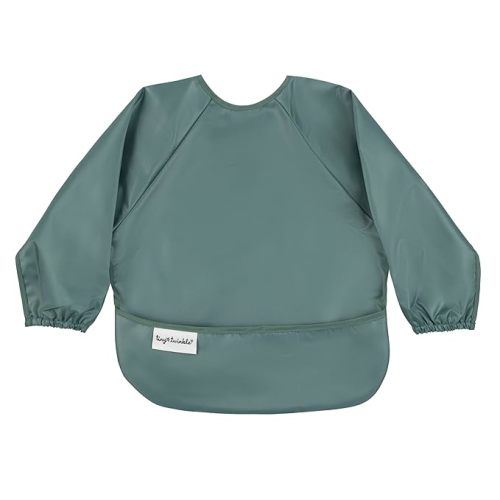 Tiny Twinkle Long Sleeve Bib for Babies & Toddlers | Waterproof Smock Bib for Eating | Machine Washable & Mess-Proof Feeding Essentials | Newborn Shower Gift (Olive Green, 6–24M)