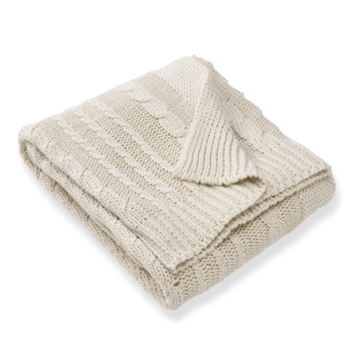 Organic Cotton Cable Knit Baby Blanket Oat