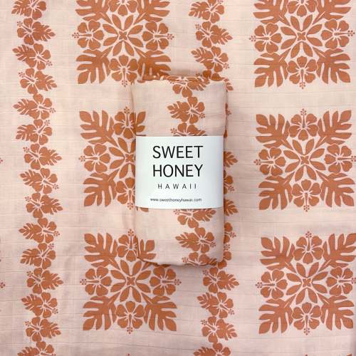 Hibiscus Quilt Peach Swaddle Blanket
