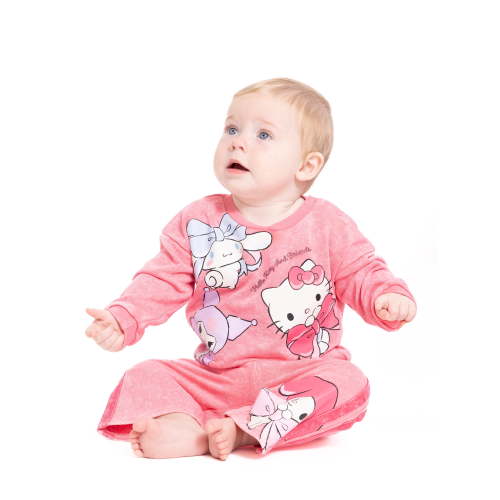 Hello Kitty and Friends Baby Long Sleeve Graphic Crewneck Tee with Matching Pants, 2-Piece, Sizes 0/3M-24M