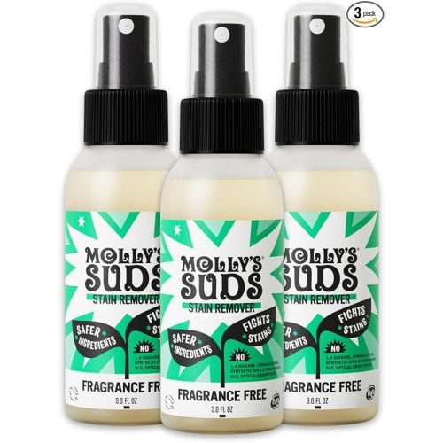 Molly's Suds Stain Remover Spray | Gentle Yet Powerful, Great for Baby & Pet Stains | Clean, Simple Ingredients (Fragrance Free) (3 Fl Oz (Pack of 3))