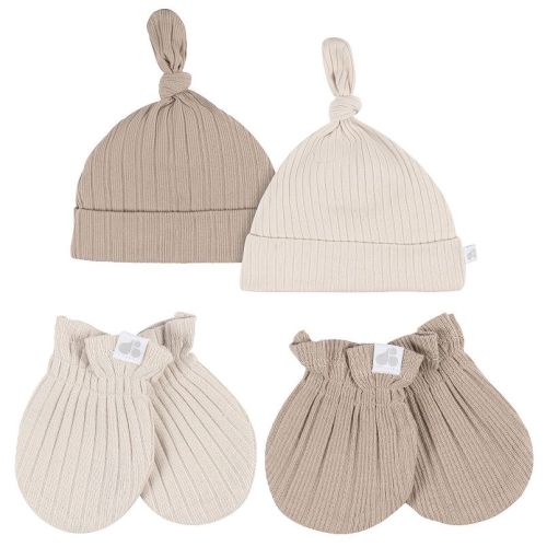 Just Born® Baby 4-Piece Hat & Cuff Mittens Set