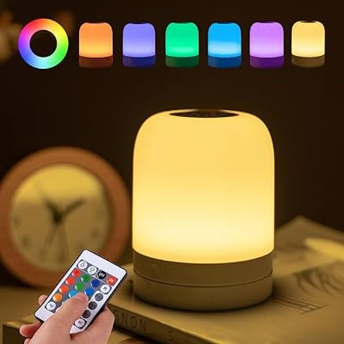 ELITUN Nursery Night Light for Kids,13 Colors RGB Dimmable Small Lamp,Portable Stepless Dimming Small Touch Lamp for Bedroom, Color Changing LED Touch Light