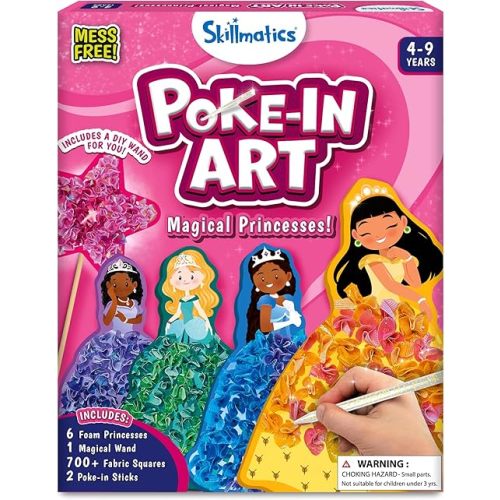 Skillmatics Art & Craft Activity - Poke-in Art Magical Princesses, Mess-Free Art for Kids, DIY Craft Kits, Creative Activity, Fine Motor Skills, Christmas Gifts for Girls & Boys Ages 4, 5, 6, 7, 8, 9