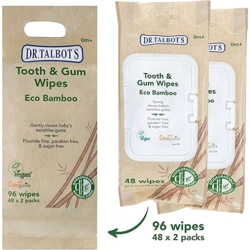 Dr. Talbot's Eco Bamboo Baby Tooth and Gum Wipes Naturally Inspired With Citroganix, 2-pack, 96 count